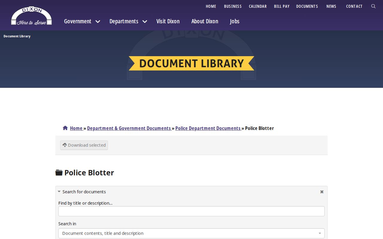 Dixon Police monthly blotter library for Lee County arrest records
